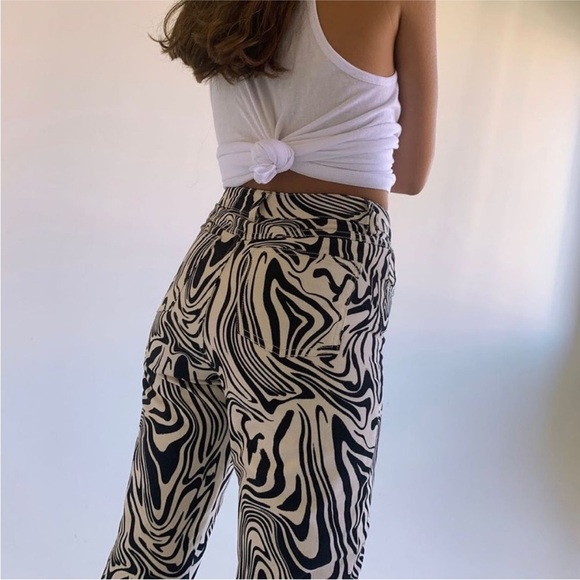 NWOT PALOMA WOOL Kelly Zebra High Waisted Straight Pants US SZ 2 /34 waist 26” - Picture 6 of 15